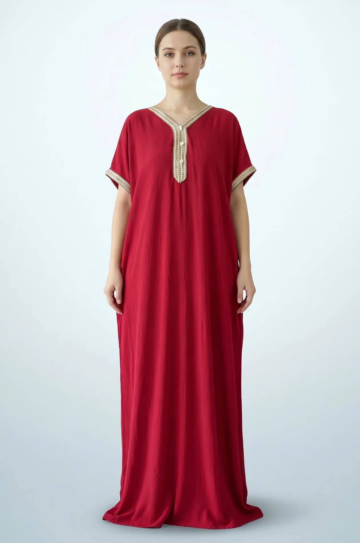 red moroccan dress Red Moroccan Kaftan, Crpe Caftan With Handmade Sfifa, Muslim Wedding  Nikkah Outfit, Eid Abaya, Boho Maxi Gown for Special Occasions