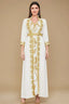 Full-length standing view of the SORAI 2-piece white chiffon kaftan dress.