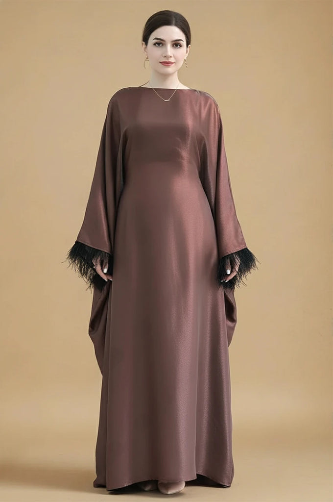 satin caftan dress Off White Satin Kaftan Dress With Fringes Boho Resort Wear Flowy Vacation Cover Up
