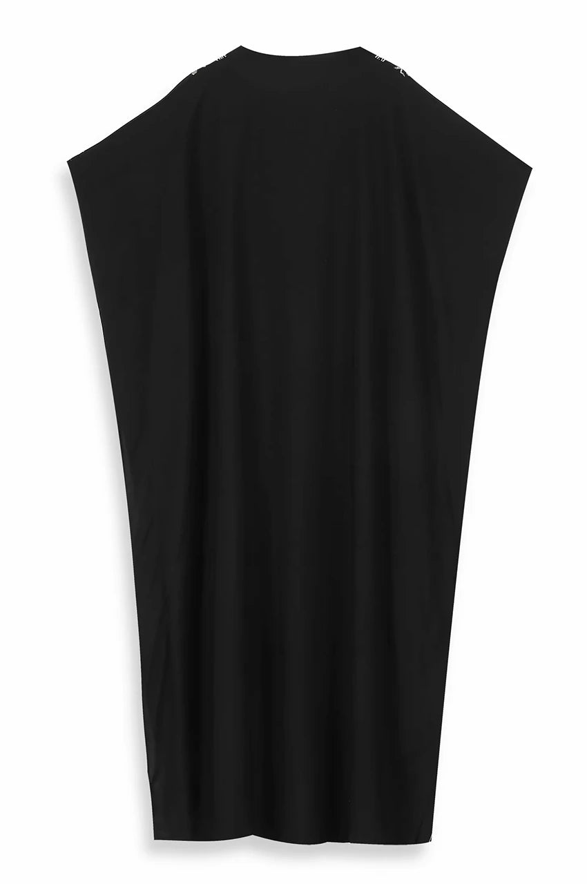 Flat back view of Amaya embroidered black cotton kaftan