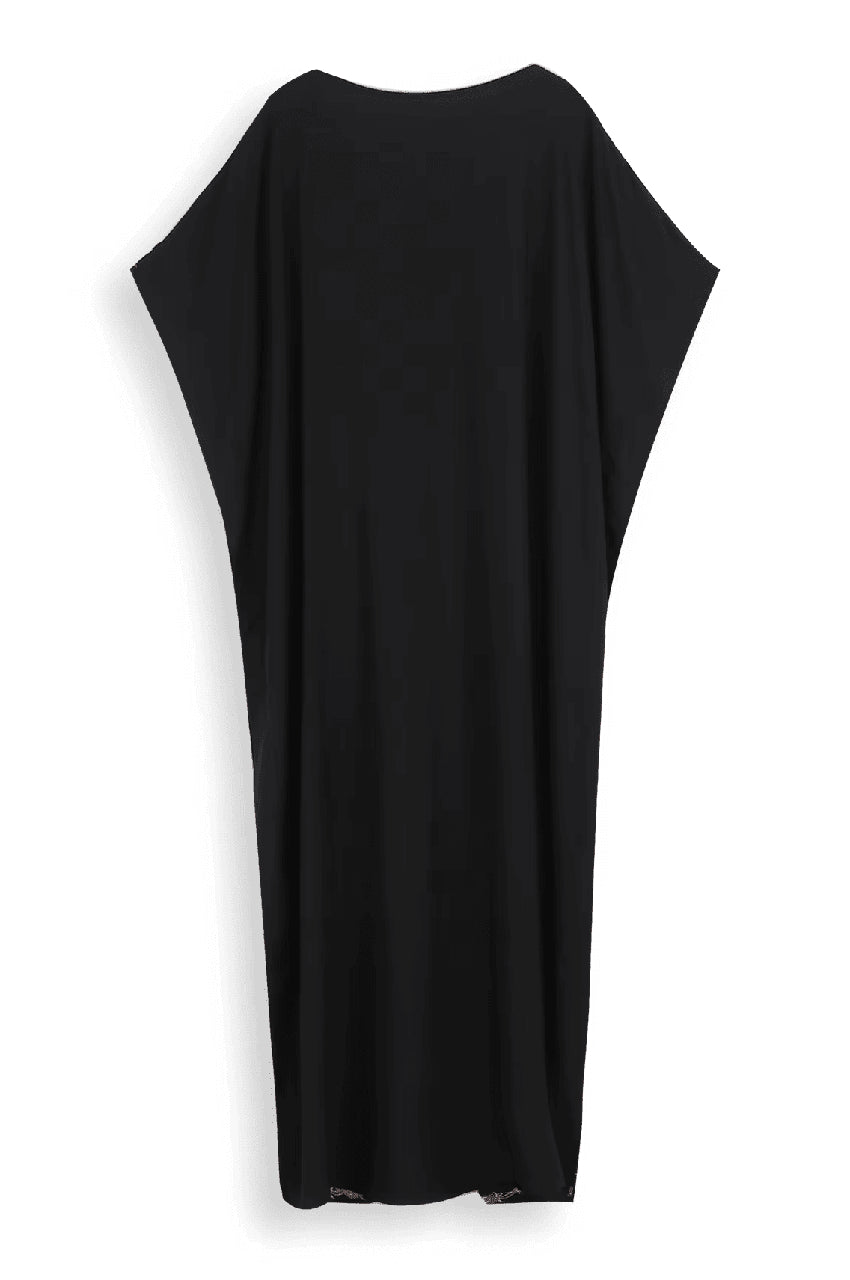 Aylen black bohemian embroidered kaftan flat-lay back display
