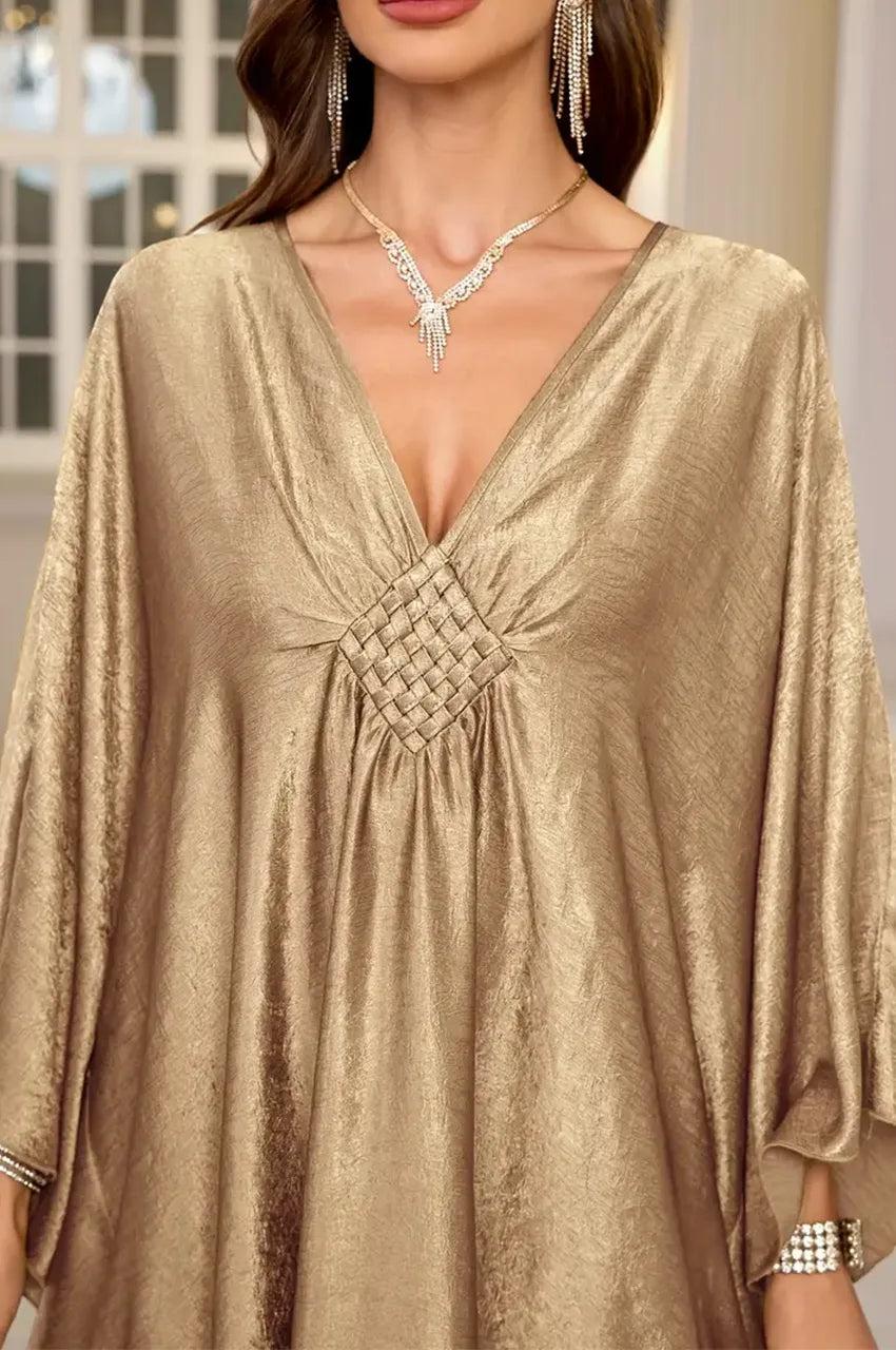 Metallic Batwing Kaftan in Gold