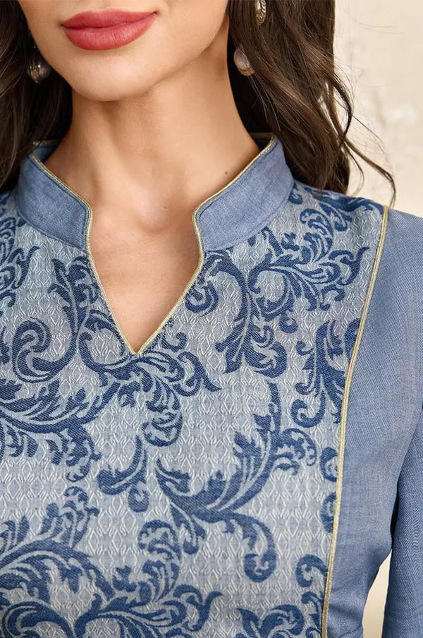 Bell Sleeve Side Tie Kaftan in Light Blue
