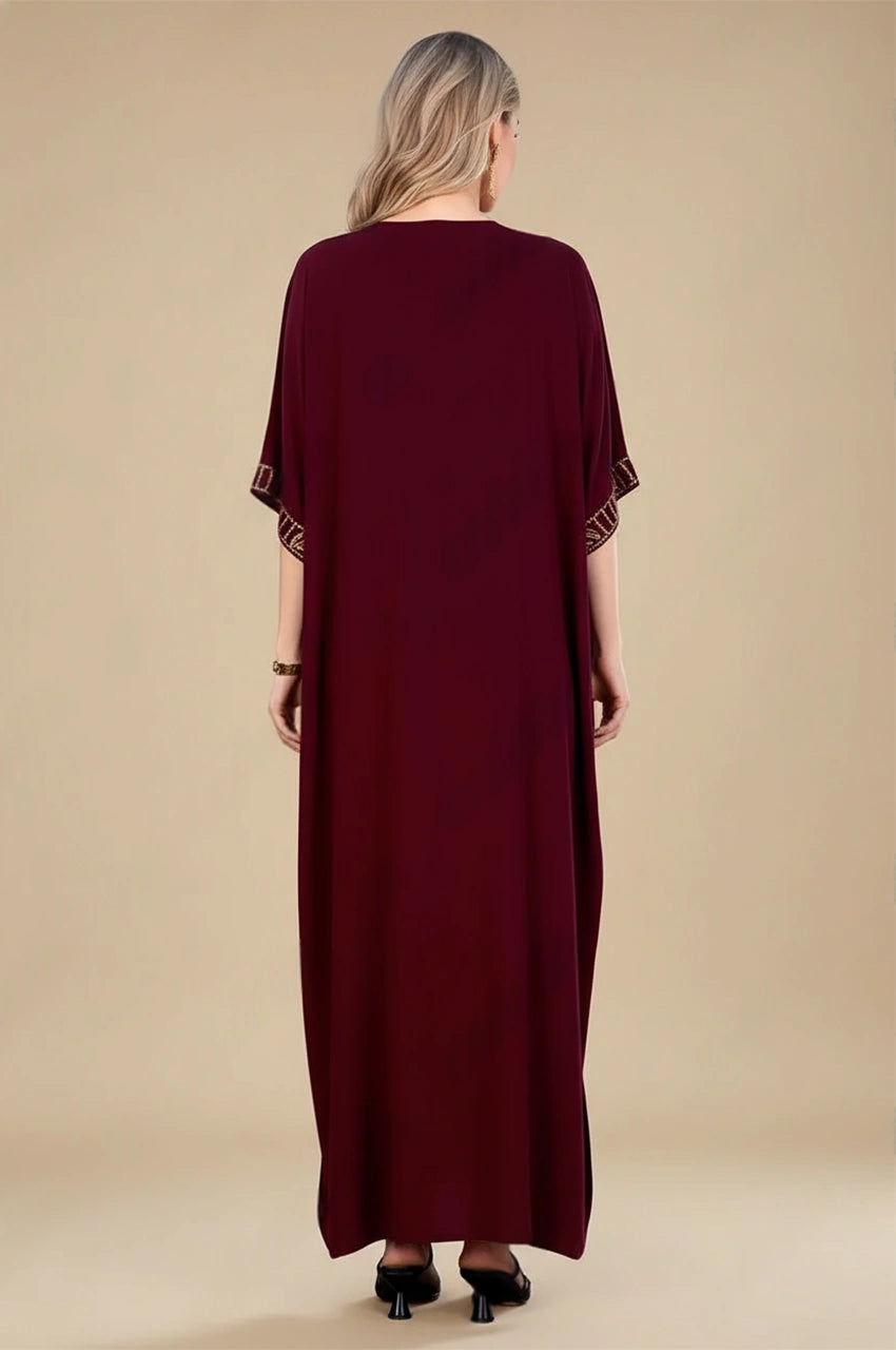 Full back view of Maela Chocolate Kaftan in chocolate brown