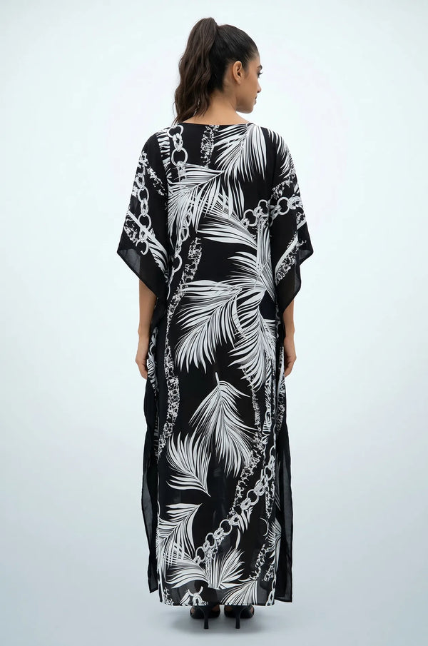 Naylara Adhara Palm Beach Kaftan Black – Back View Studio Shot