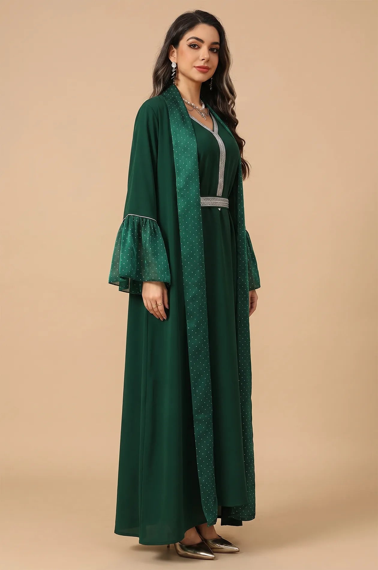 kaftan green dress Green Floor Length Wedding Henna Night Kaftan Dress 44