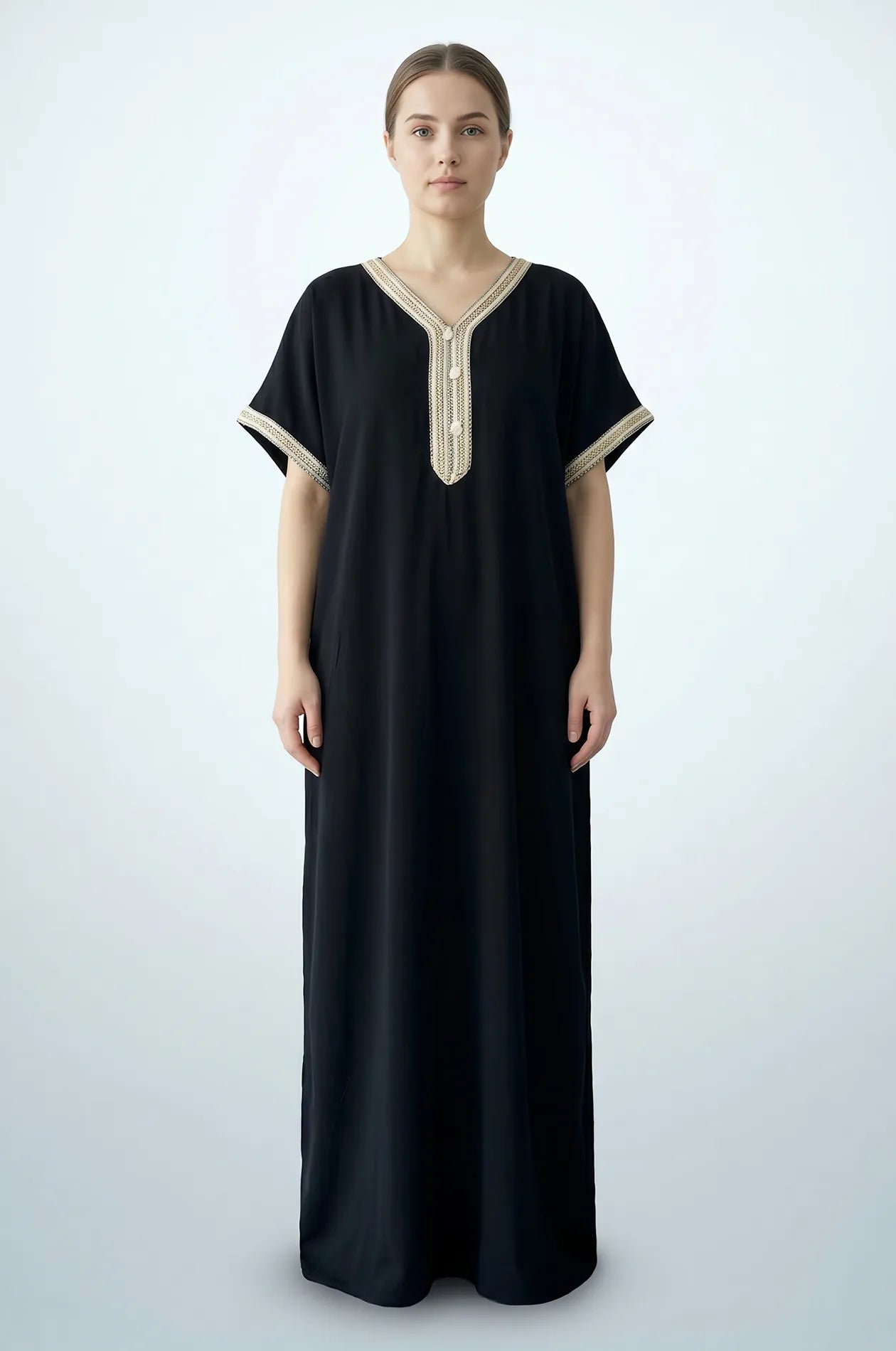 Naylara Talitha Farasha Moroccan Kaftan Dress Black – Front View
