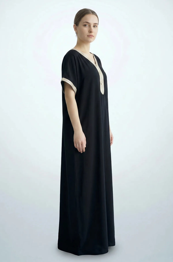 Naylara Talitha Farasha Moroccan Kaftan Dress Black – Side View