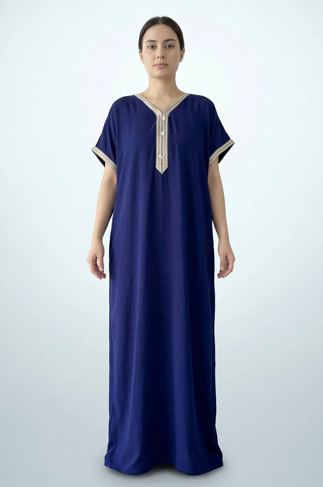 Naylara Talitha Farasha Moroccan Kaftan Dress Blue – Front View