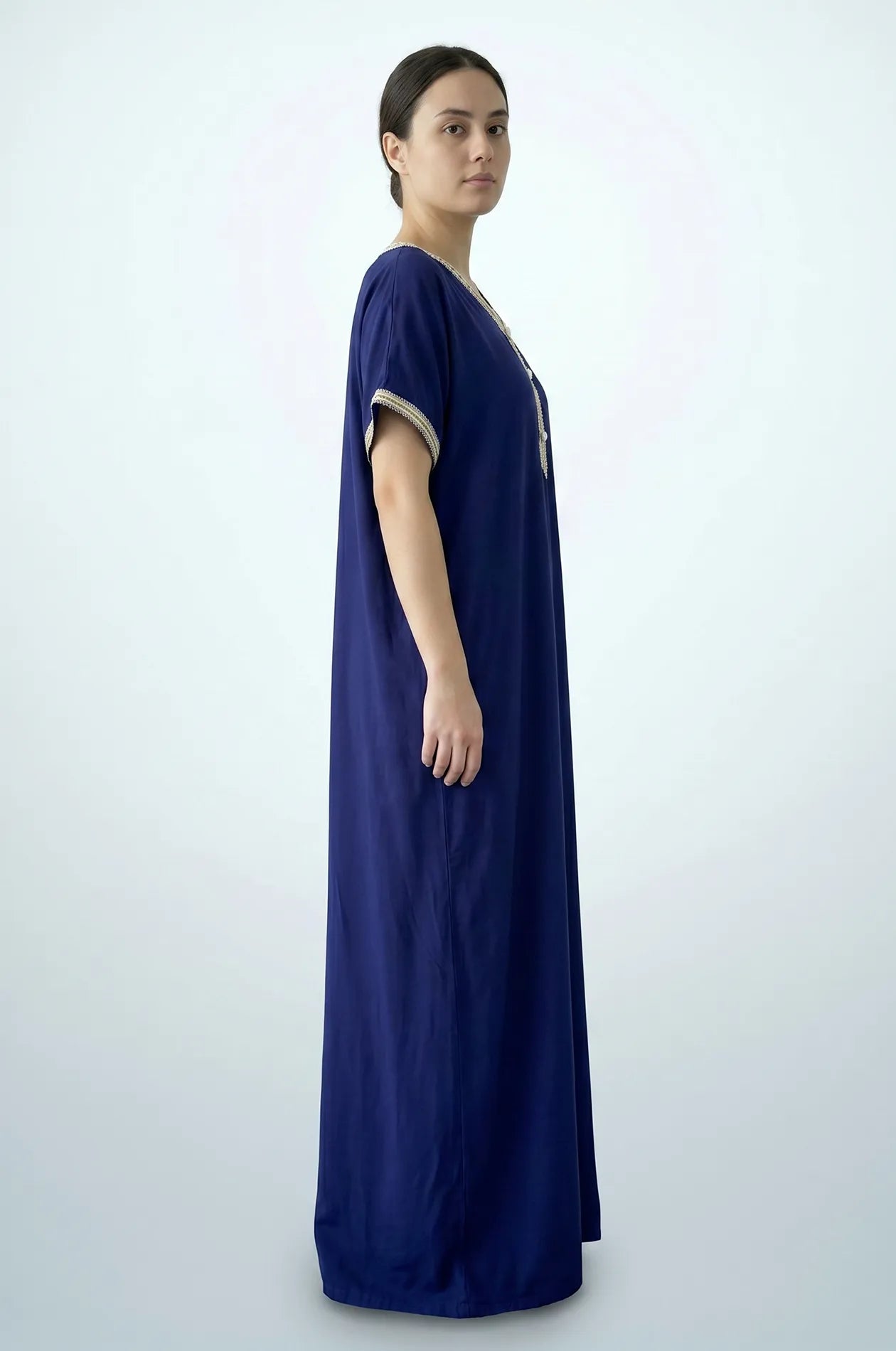 Naylara Talitha Farasha Moroccan Kaftan Dress Blue – Side View