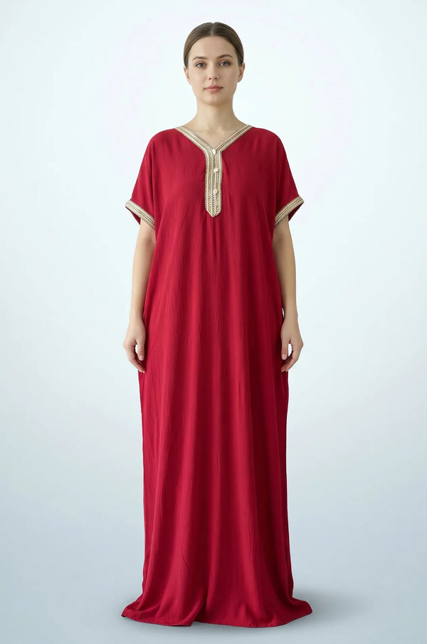 Naylara Talitha Farasha Moroccan Kaftan Dress Red – Front View