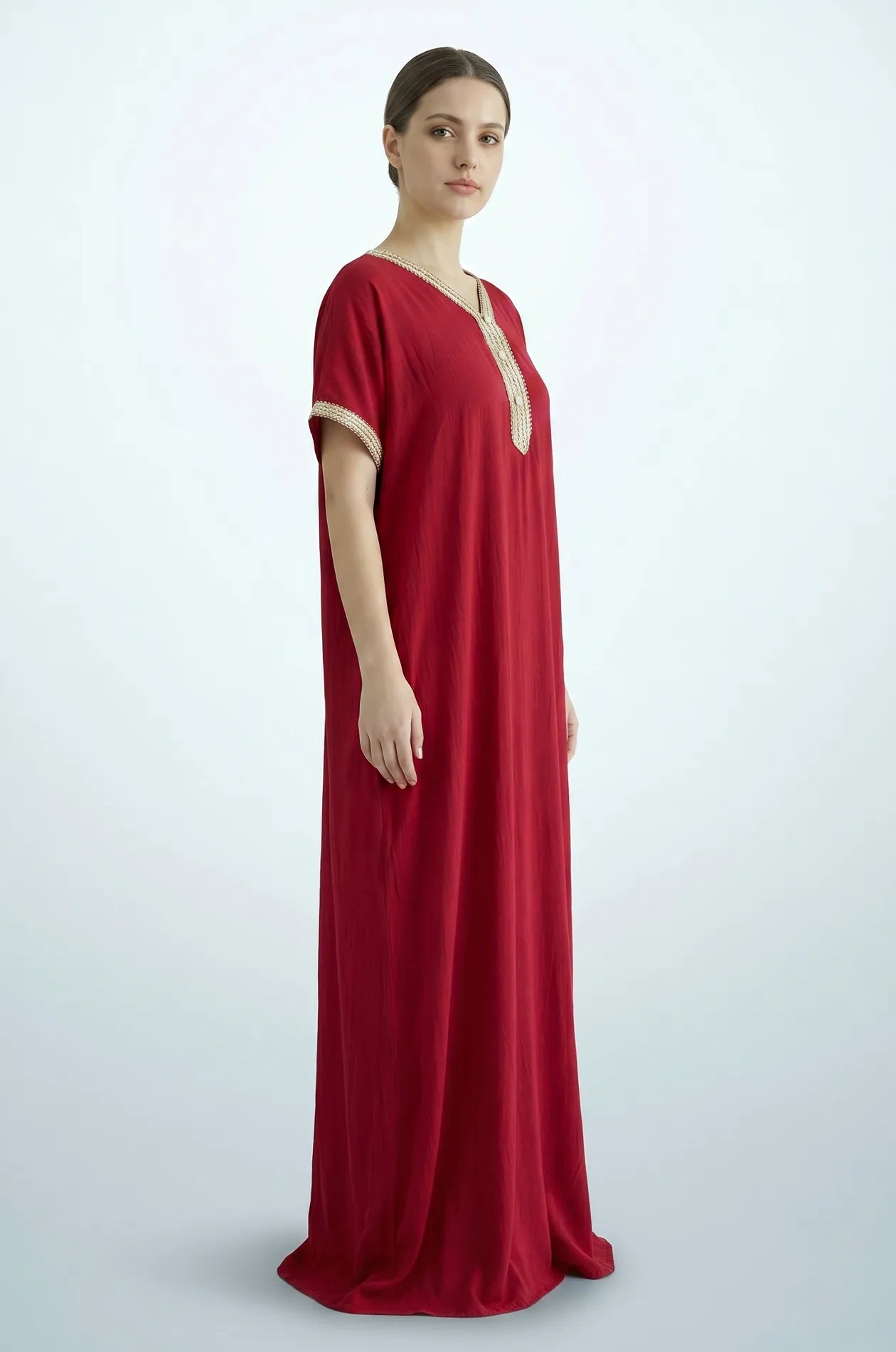 Naylara Talitha Farasha Moroccan Kaftan Dress Red – Side View
