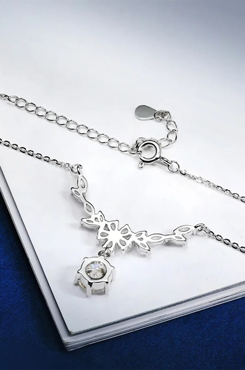 Back view of silver necklace showing adjustable chain and secure lobster clasp