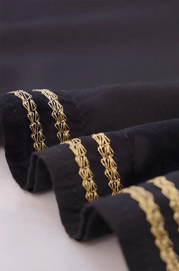 Detailed sleeve embroidery of SAHIRA Black Embroidered Beach Kaftan