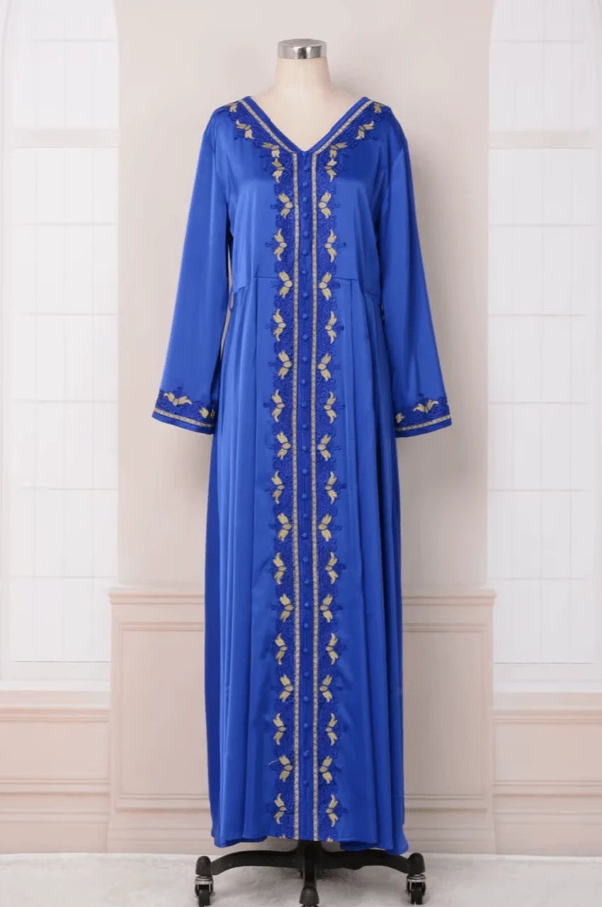 Sienna Royal Blue Kaftan displayed on mannequin front