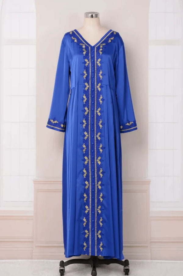 Sienna Royal Blue Kaftan displayed on mannequin front