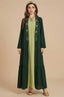 Full front view of the Thais dark green kaftan dress by Naylara.