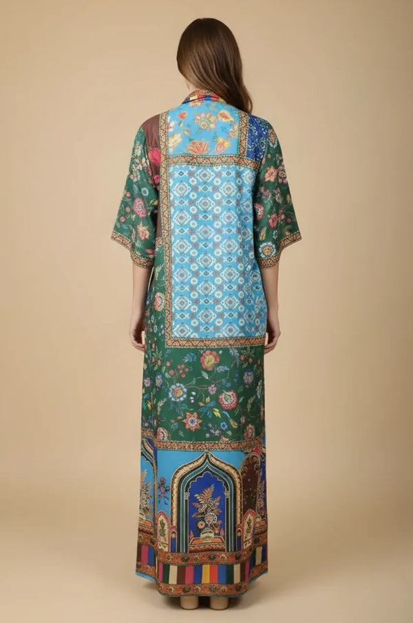 Zanya Indo Western Kaftan multicolor artistic back design