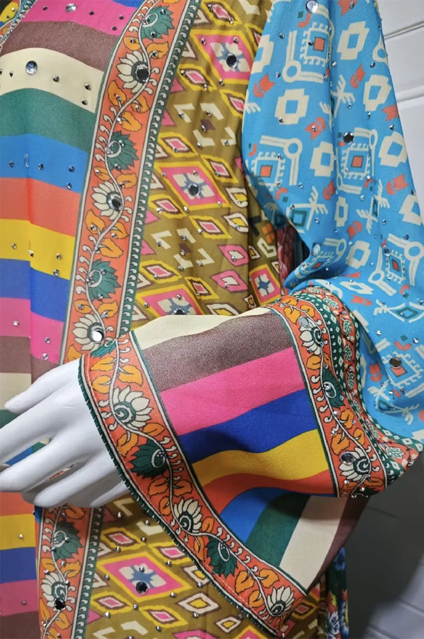 Sleeve and crystal embellishments of Zanya Kaftan