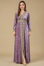 Zaynah pink Moroccan velvet kaftan with embroidered front and V-neckline